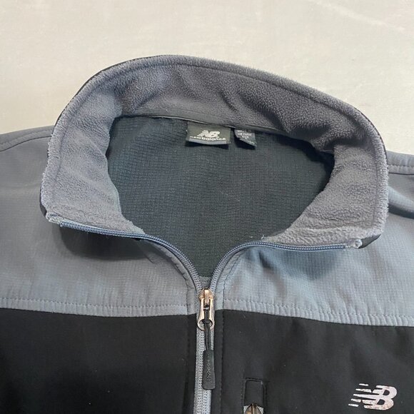 New Balance Mens Large Black Gray Full Zip Soft Shell Long Sleeve Jacket 130893 - Picture 6 of 13